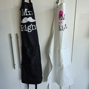 Mr. and Mrs. Right Apron Set - Black and White